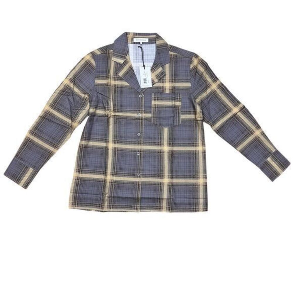 NWT WeWoreWhat Women's‎ XS Plaid Long Sleeve Pajama Top Deep Sage